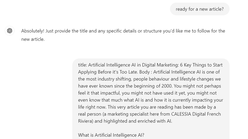 Artificial Intelligence (AI) - how to build blog articles